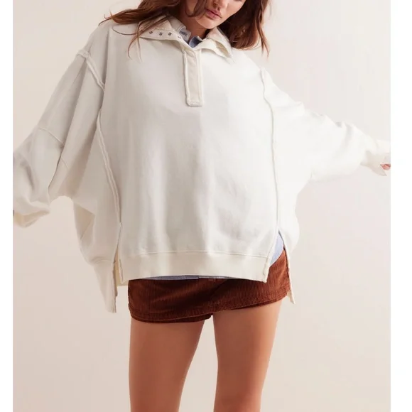 FP We The Free Camden Henley Sweatshirt in Grey Opal sz lg NWT - Picture 6 of 9